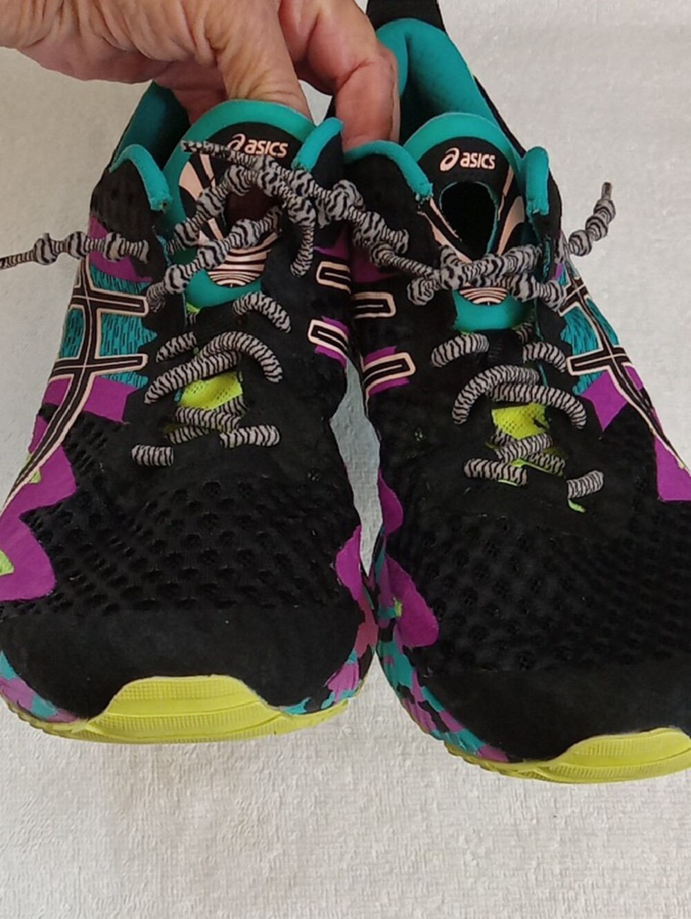 ASICS Gel Noosa TRI 12 Women's Black Sneakers with Teal, Purple & Lime Accents - Picture 2 of 10